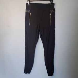 Athleta leggings zipper faux leather Black size Small